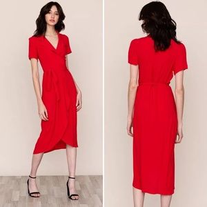 ✨NWT✨ YUMI KIM Meet and Greet Crepe Short Sleeve Wrap Dress in Scarlet Sz Large